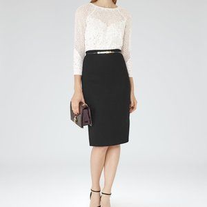 NWT Reiss Shell Lace Long Sleeve Top Off White 0 4